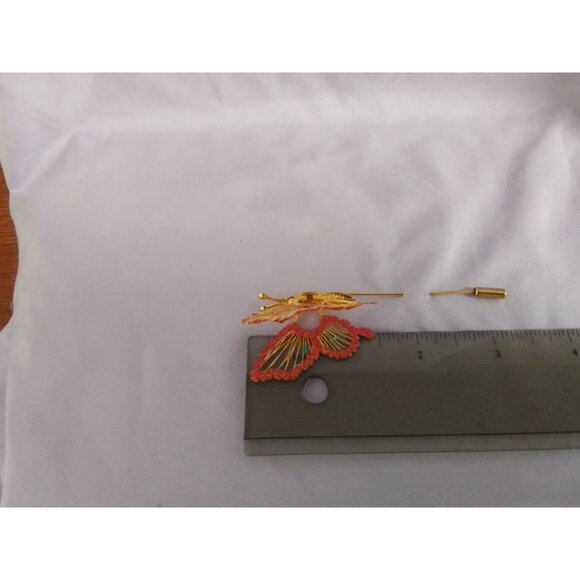 Vintage Gold Tone Butterfly Hat Stick Pin Brooch Elegant & Timeless Jewelry - Picture 2 of 2
